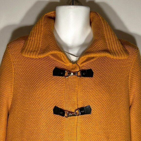 JM Collection SZ L Pumpkin color heavy knit sweater coat Comfy Warm Retro - Picture 3 of 9